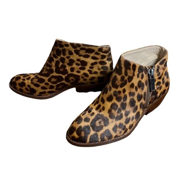 1.STATE Brown Rosita Leather Leopard Boots Booties Women's Calf Hair 6 EUC - Picture 4 of 9